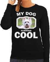 West terrier honden trui / sweater my dog is serious cool zwart - dames - West terriers liefhebber cadeau sweaters XS
