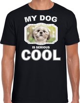 Shih tzu honden t-shirt my dog is serious cool zwart - heren - Shih tzus liefhebber cadeau shirt S