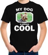 Yorkshire terrier honden t-shirt my dog is serious cool zwart - kinderen - Yorkshire terriers liefhebber cadeau shirt XS (110-116)