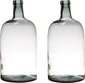2x stuks transparante luxe stijlvolle flessen vaas/vazen van glas 40 x 19 cm - Bloemen/takken vaas voor binnen gebruik