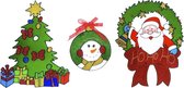 Kerst thema raamstickers set van 3x stuks van 18 tot 30 cm - Raam decoraties