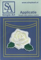 Opstrijk applicaties / Strijk Patch Set / Roos wit groot /Formaat: 6,5 x 5,0 cm