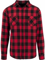 Build Your Brand Heren geruit Flannel Shirt (Zwart/Rood)