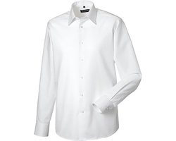 Russell Collectie Heren Lange Mouw Easy Care op maat gemaakt Oxford Shirt (Wit)