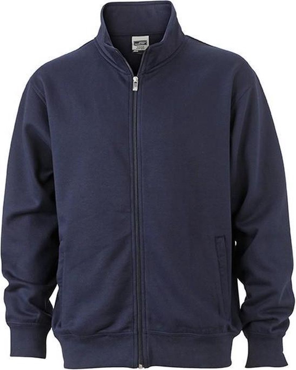 James and Nicholson Unisex Workwear Sweat Jacket Blauw