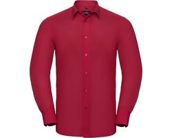 Russell Collectie Heren Lange Mouw Poly-Katoen Gemakkelijke Verzorging op maat gemaakt Poplin Shirt (Klassiek rood)