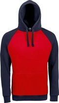 SOLS Unisex Seattle Contrast Raglan Hoodie (Rood/Franse marine)