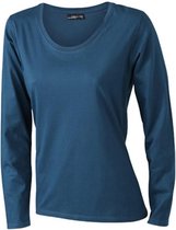 James and Nicholson Dames/dames T-Shirt met lange mouwen (Medium Long-Sleeved) (Benzineblauw)