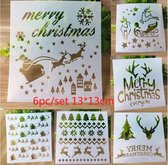 Bullet Journal Plastic Stencils - 6 stuks - Templates - Kerst - Merry Christmas - Slee - Rendieren - Raindeer - Mix - Sjablonen - 13 x 13 cm - Handlettering toolkit - Knutselen - D