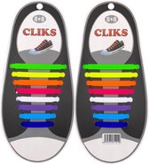 CLIKS elastische veters multi colour - siliconen veters - kids - volwassenen