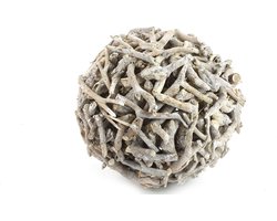 Non-branded Decoratiebal Taco 20 Cm Hout Grijs