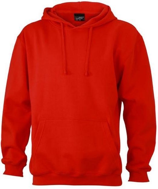 James and Nicholson Unisex Hooded Sweatshirt (Tomatenrood)