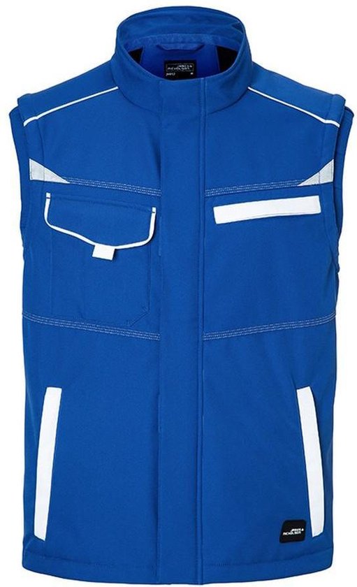 James and Nicholson Uniseks werkkleding Softshell Vest Level 2 (Koningsblauw/Wit)
