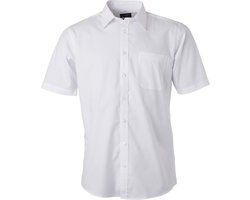 James and Nicholson Herenshort Poplin Shirt met korte mouwen (Wit)