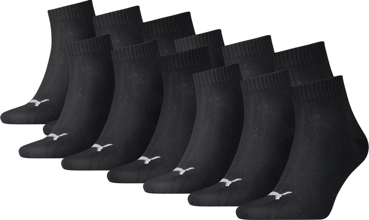 Puma Quarter Plain 12-Pack Sokken – Unisex Zwart