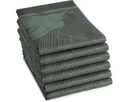 DDDDD - Birdy - 6x Theedoek - Set van 6 stuks - Katoen - Print - 60x65 cm - Groen