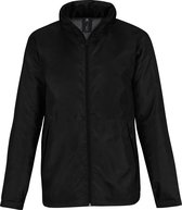 B&C Mens Multi Active Hooded Fleece Lined Jacket (Zwart / Warm Grijs)