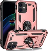 iPhone 12 Mini Hoesje Rosegoud - Anti-Shock Hybrid Armor met Kickstand Ring