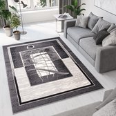 Tapiso Dream Vloerkleed Grijs Abstract Laagpolig Woonkamer Tapijt Maat- 150x300