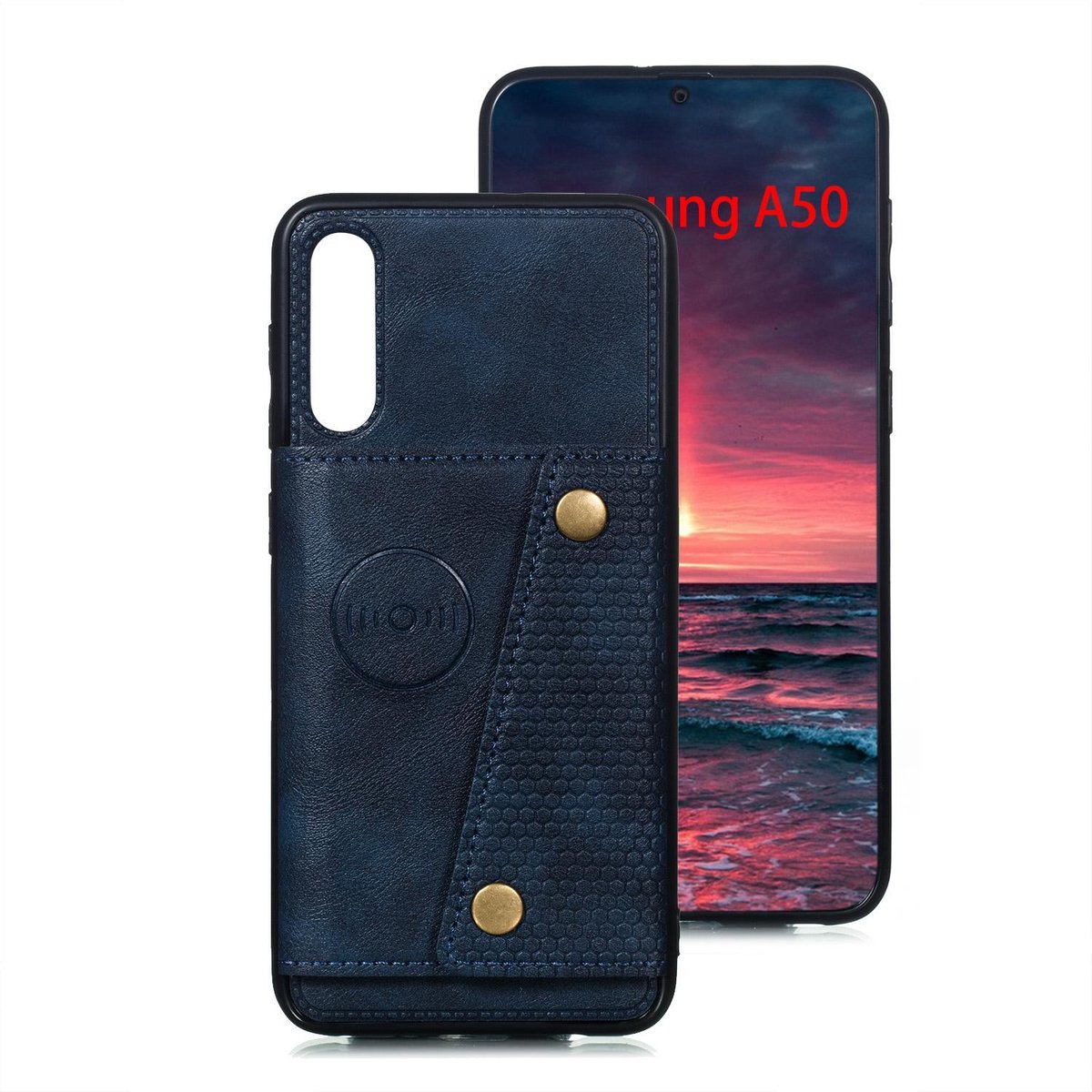 Samsung Galaxy A50 Card Case| Hoogwaardig PU Leren Hoesje | Kaarthouder | Telefoonhoesje | Blauw