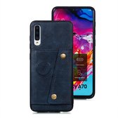 Samsung Galaxy A70 Card Case| Hoogwaardig PU Leren Hoesje | Kaarthouder | Telefoonhoesje | Blauw