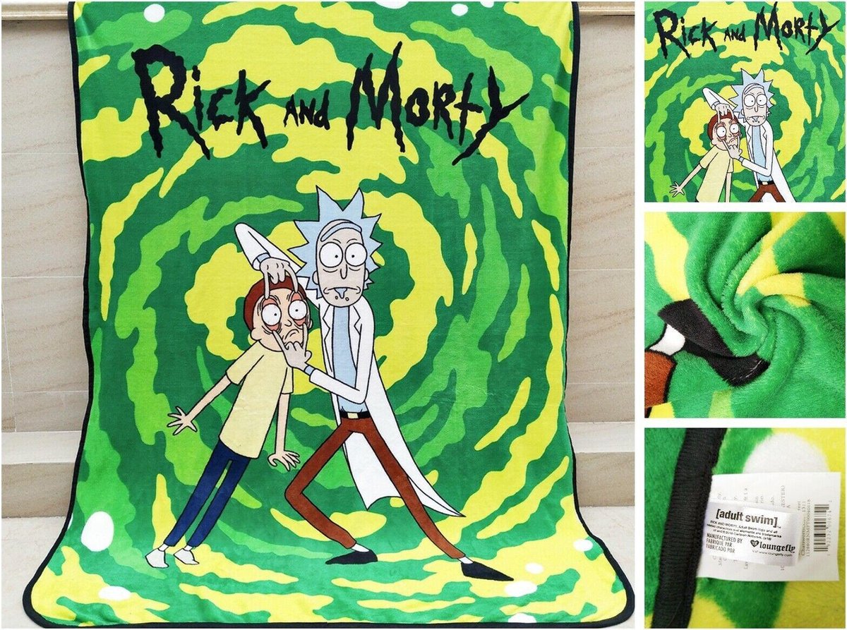 Hot Topic Rick And Morty Run Plush Throw Blanket , 48 Inch x 60 Inch