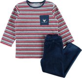noukie's pyjama in velour , streepgrijst , marine en rood  boy's  7/8j   122-128