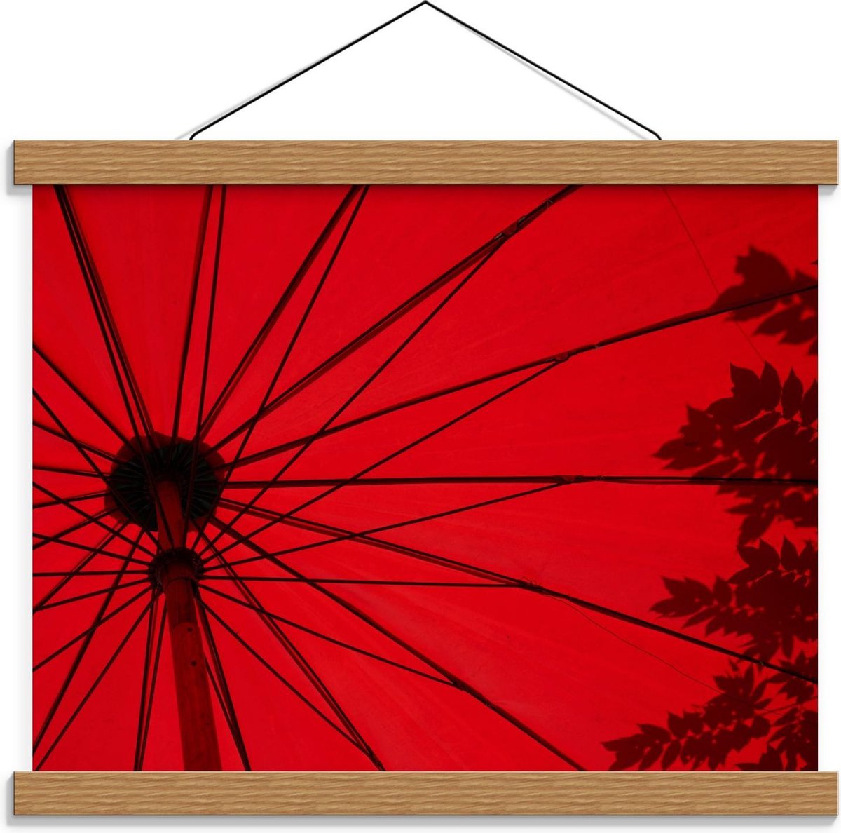 Schoolplaat – Rode Parasol - 40x30cm Foto op Textielposter (Wanddecoratie op Schoolplaat)