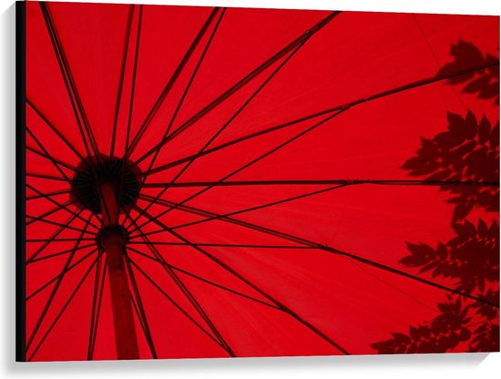 Canvas  - Rode Parasol - 100x75cm Foto op Canvas Schilderij (Wanddecoratie op Canvas)