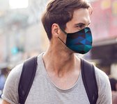 BEE SEEN | Blue Triangles 3D | mondkapjes | mondmaskers | wasbaar | niet medisch mondmasker |  aansluitende mondkapjes | comfortabele mondkapjes