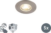 QAZQA ulo - Moderne LED Dimbare Inbouwspot met Dimmer - 1 lichts - Ø 82 mm - Zilver -  Woonkamer | Slaapkamer | Keuken