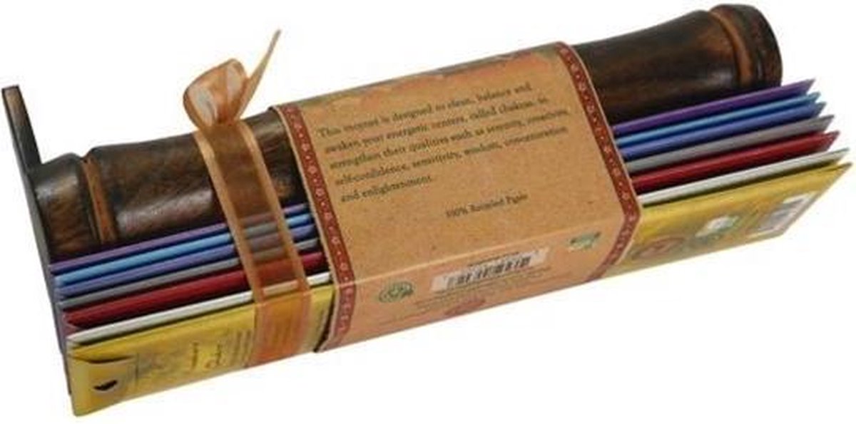 Wierook geschenkpakket 'Chakra' (7 pakjes), inclusief houder van mangohout