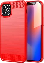 IPhone 12 en IPhone 12 pro protective case - ROOD - bescherming -  IPhone 12 hoesje - AF Tech - siliconenhoesje