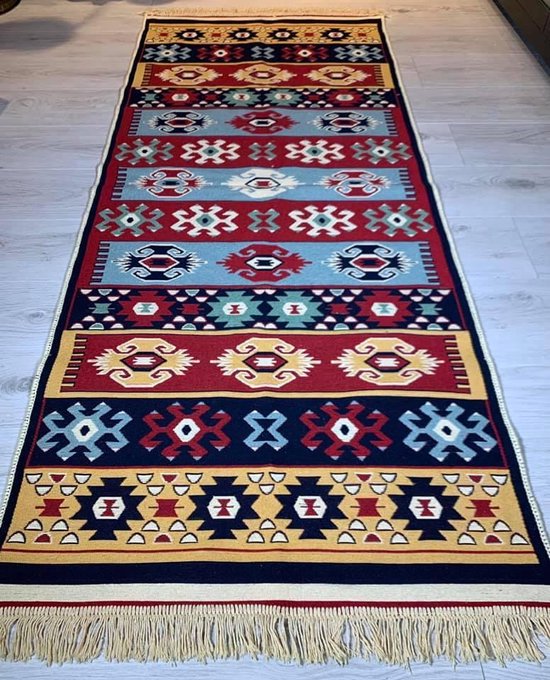 Kelim vloerkleed Yamadi - Kelim tapijt -Kelim kleed - Oosterse Vloerkleed -  80x300 cm... | bol.com