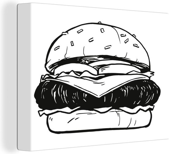 Une illustration d'une toile cheeseburger 80x60 cm - Tirage photo sur toile (Décoration murale salon / chambre)