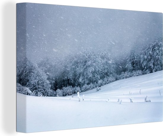 Canvas Schilderij Berg met sneeuw - 90x60 cm - Wanddecoratie