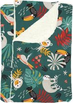 Handgemaakte Wiegdeken met luiaards - Lazy Jungle - 75x100cm - Unieke Noddles wiegdeken