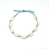 Armband met schelpjes - Lichtblauw