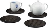 relaxdays onderzetter voor pannen - 4 stuks - bamboe onderzetter - rond - Ø 20 cm - bruin