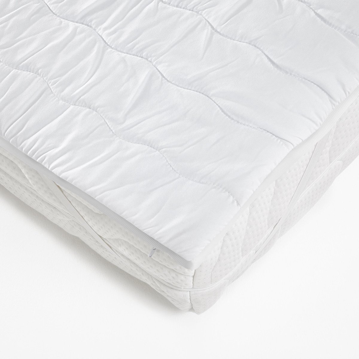 7dreams topdekmatras met visco-elastische koudschuimvulling - 90 x 200 x 4,5 cm - matrashoes, matrasbeschermer orthopedisch met memory foam effect Wit