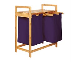 Lumaland Wasmand van bamboe - met 2 uitschuifbare waszakken - 60 L - Purper