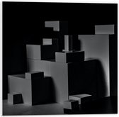 Forex - Gestapelde Zwarte Blokken - 50x50cm Foto op Forex
