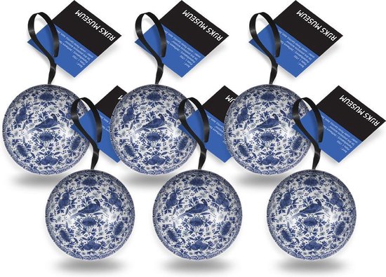 Crack pot Klap grip RIJKSMUSEUM Delfts Blauw metalen kerstbal pakket (6 kerstballen) | bol.com