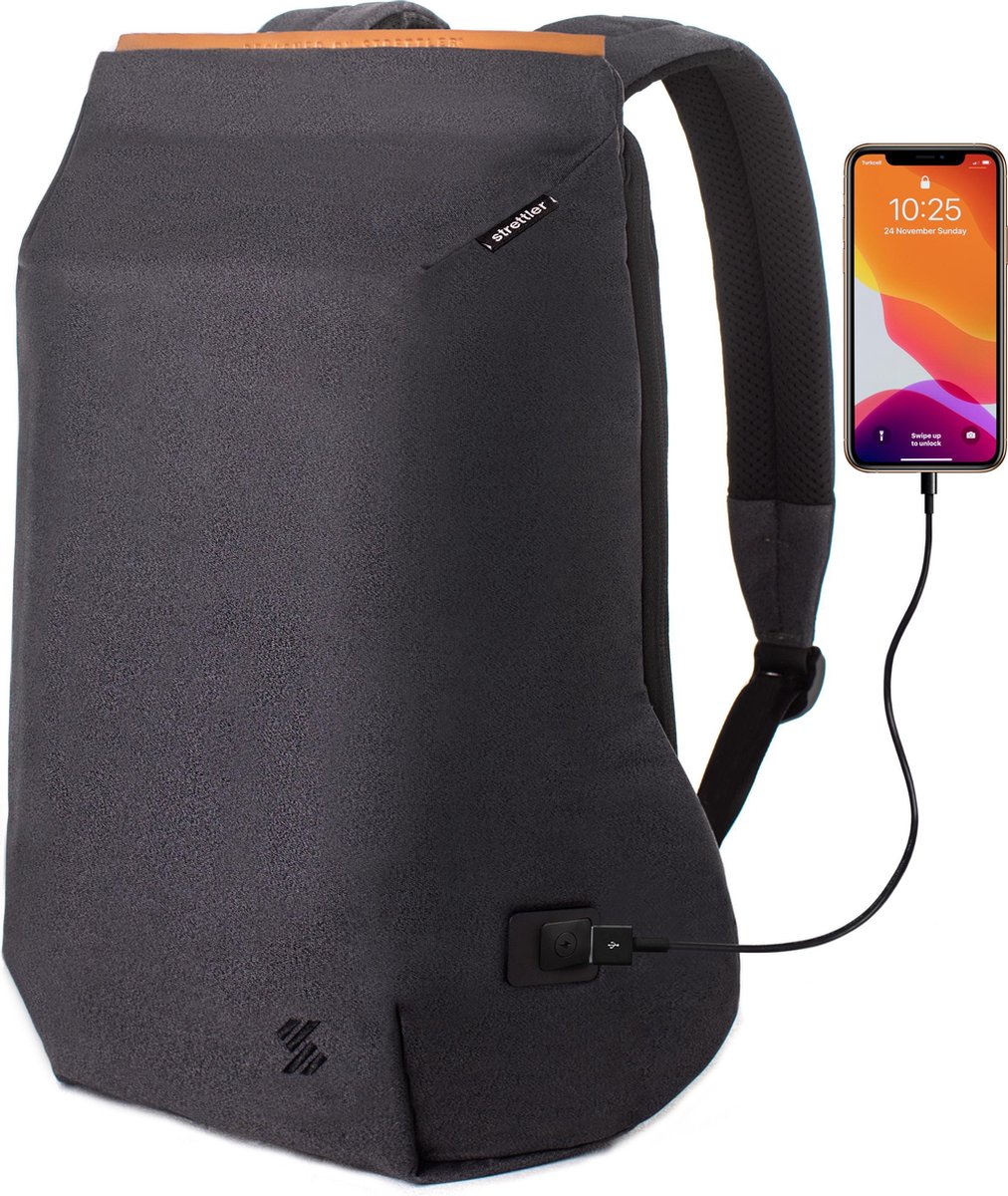 Strettler Booger rugzak met 3.0 USB aansluiting - 15.6 inch laptop- en tablet vak -  Voor mannen/vrouwen - Anti-diefstal rugtas/laptoptas - Schooltas - Anti-scratch - Anti theft backpack - Waterdicht - Easy Charging - Strettler