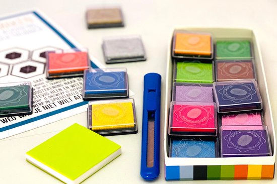Stempel inkt Stempelkussen set 20 verschillende kleuren - Met softrubber en | bol.com