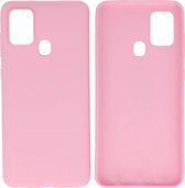 Bestcases Color Telefoonhoesje - Backcover Hoesje - Siliconen Case Back Cover Geschikt voor Samsung Galaxy A21s - Roze