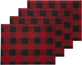Placemats Rood- Rechthoekig - Set van 4 - 45 x 28 cm - Katoen