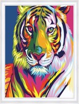 Abstracte Tijger - Diamond Painting Dieren  - 40x30 - Volwassenen - Kinderen - Volledig Pakket
