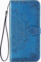 Bloem mandala blauw agenda book case hoesje Motorola Moto G9 Play