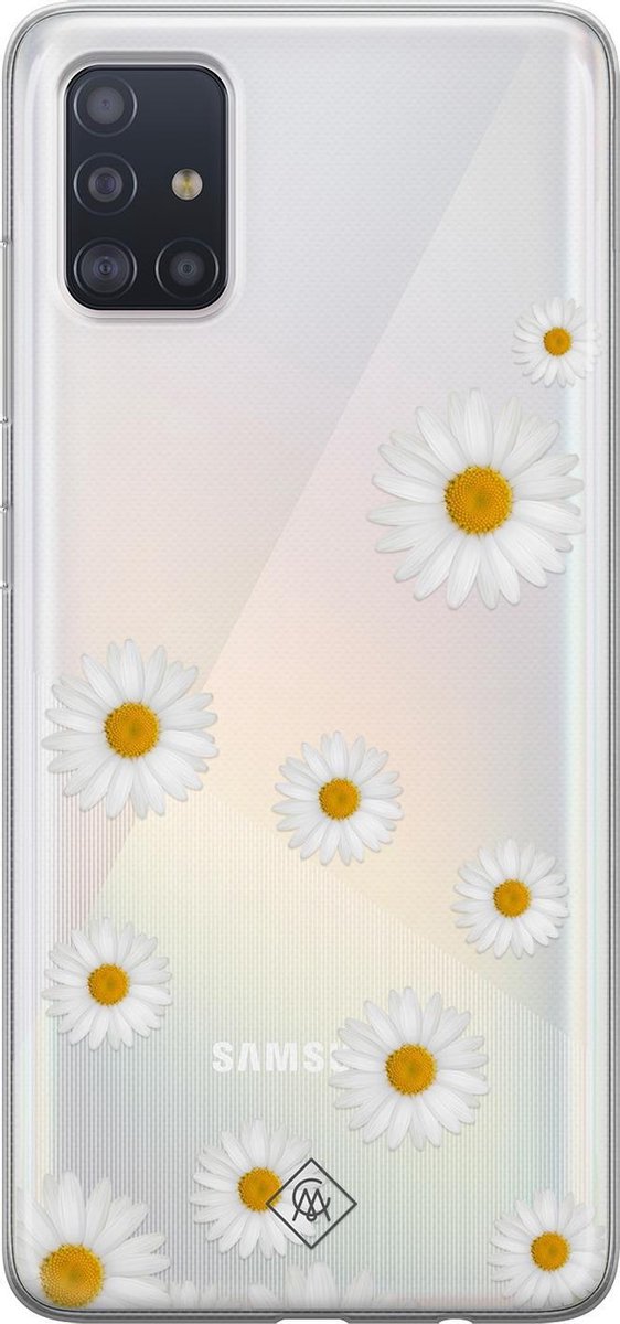 Casimoda® hoesje - Daisies - Geschikt voor Samsung A51 - Wit - Transparant
